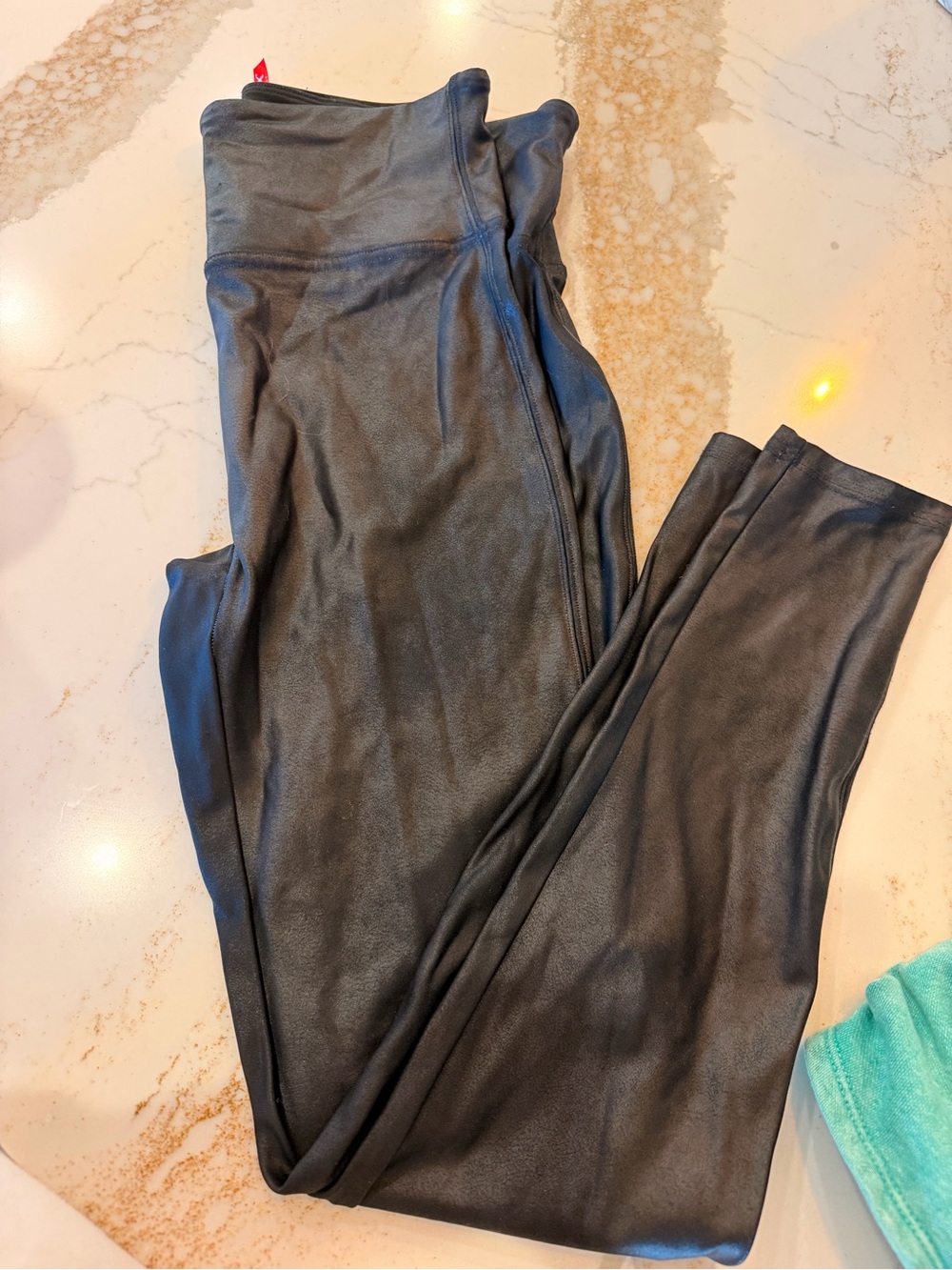 SPANX Black Faux-Leather High-Waist Leggings